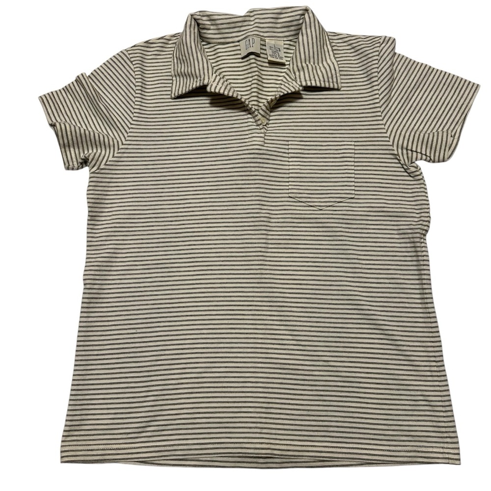GAP Women’s Vintage Striped Cotton Polo Shirt SZ L